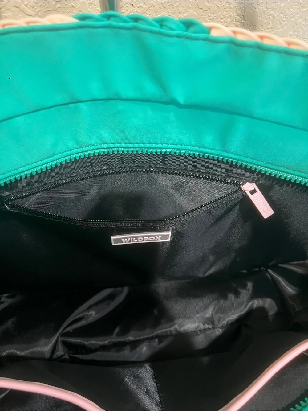 Wildfox Vert/Green (teal/peach)Woven Tote Bag
